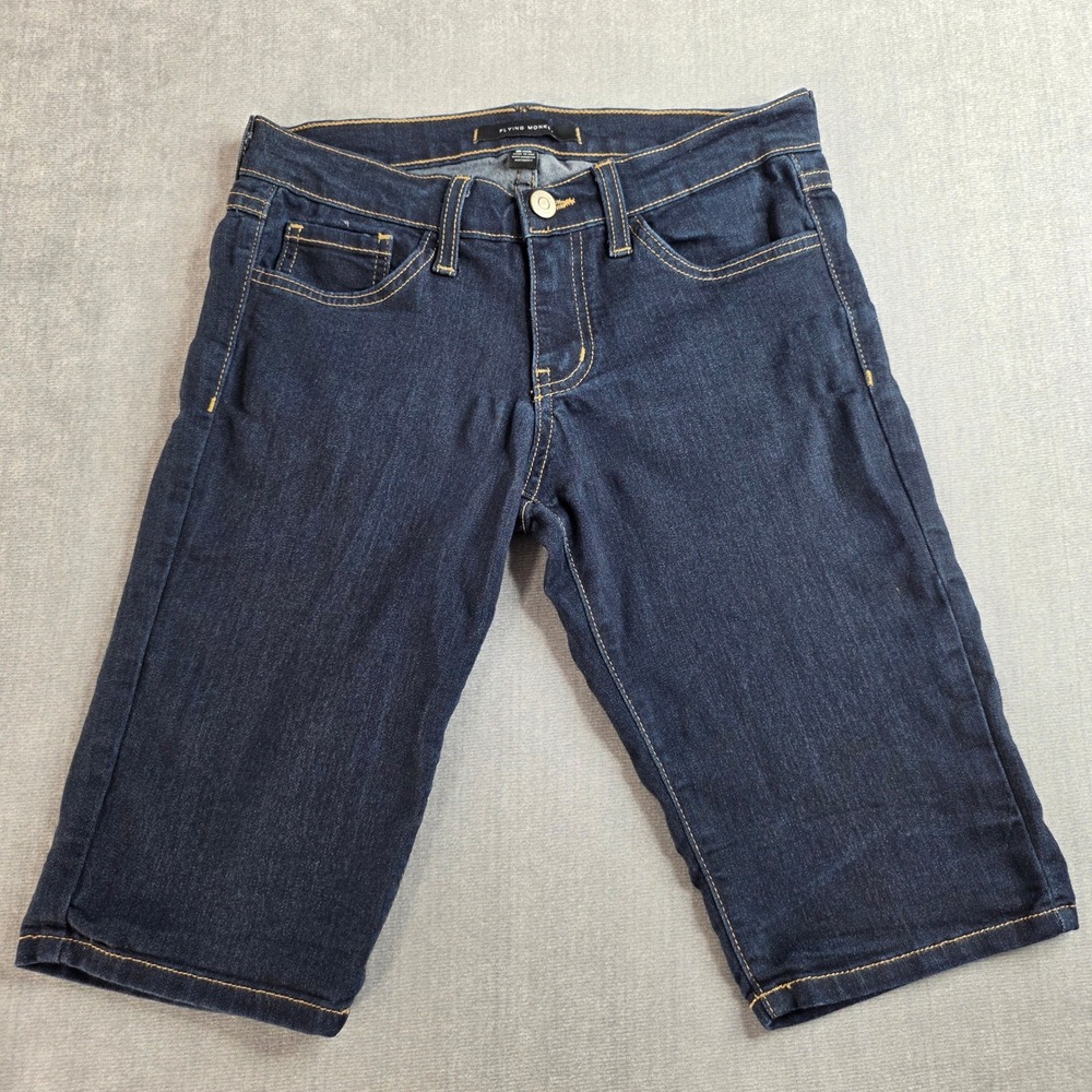 Flying Monkey Bermuda Shorts Womens 26 Dark Wash Stretch Denim Jorts Made in USA
